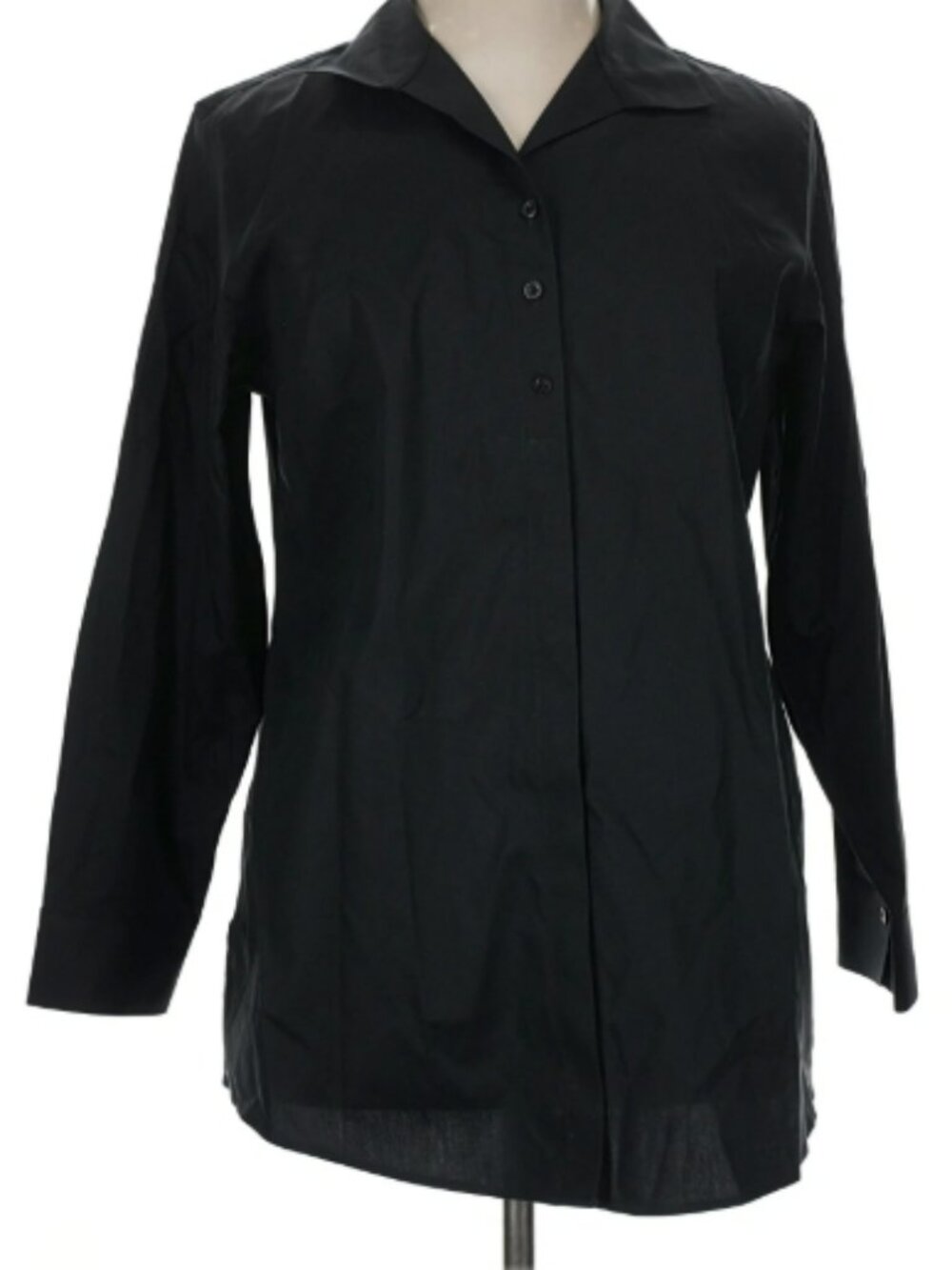 Chico's XL Black Long Sleeve No Iron Button Down Shirt